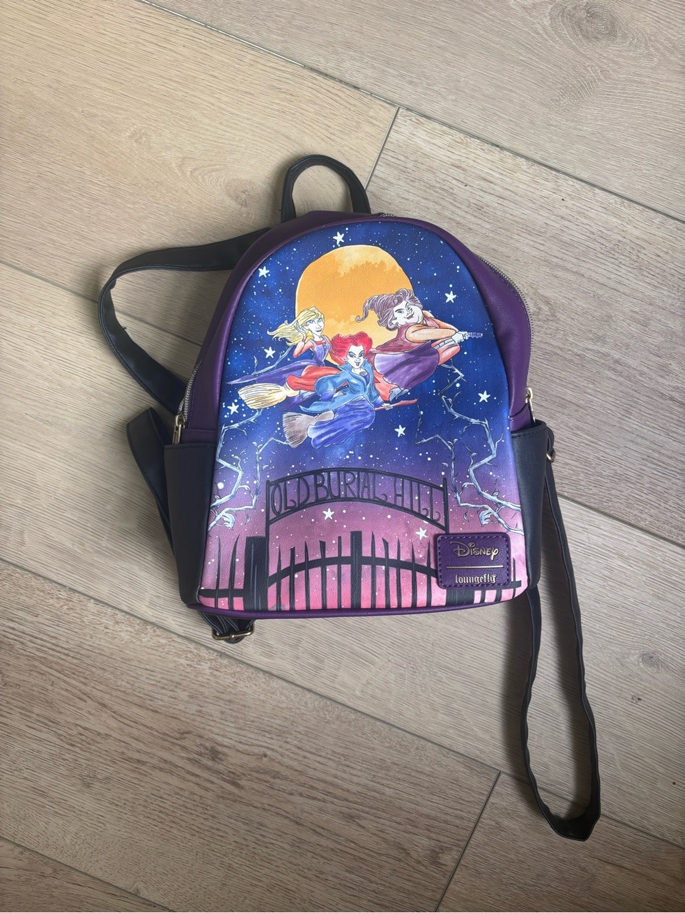 Disney Loungefly Purple Hocus Pocus Night Sky Mini Backpack